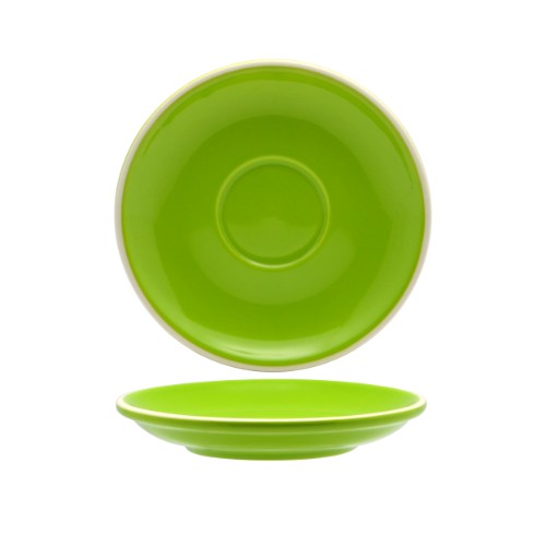 Elegantly designed vert green porcelain saucers, set of 6, ideal for long black and flat white coffee cups.