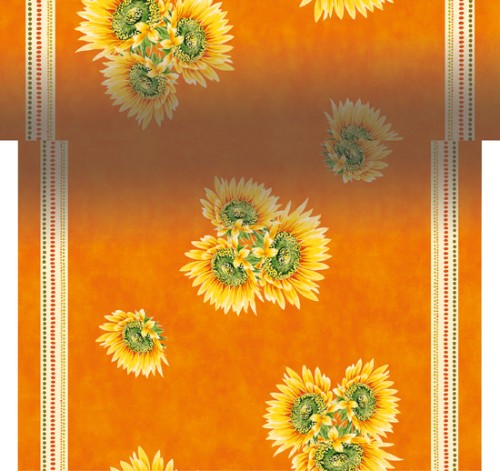 Elegant 3-in-1 Dunicel table covering in linen-like design, 0.4 x 4.8 m, perforated for easy customization, FSC-certified.