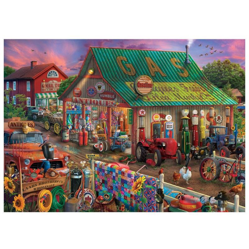 500-piece jigsaw puzzle featuring a vibrant antique barn scene, perfect for family fun or solo relaxation, ages 8+.