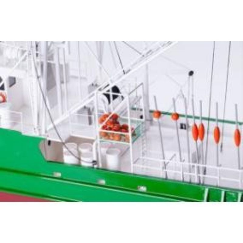Detailed 1:30 scale model ship kit of the Andrea Gail with laser-cut wooden hull, fittings, and assembly manual.