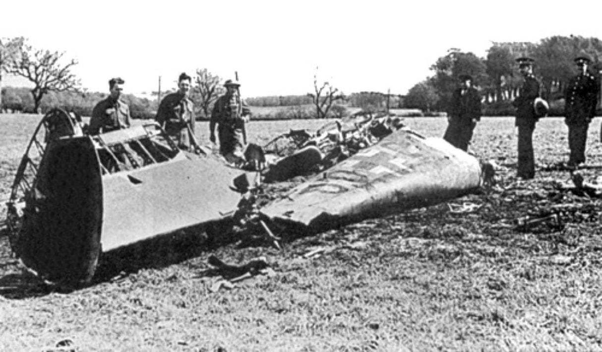 Diecast model of the 1/72 Me BF110D Hess, showcasing detailed craftsmanship and authentic WWII markings.