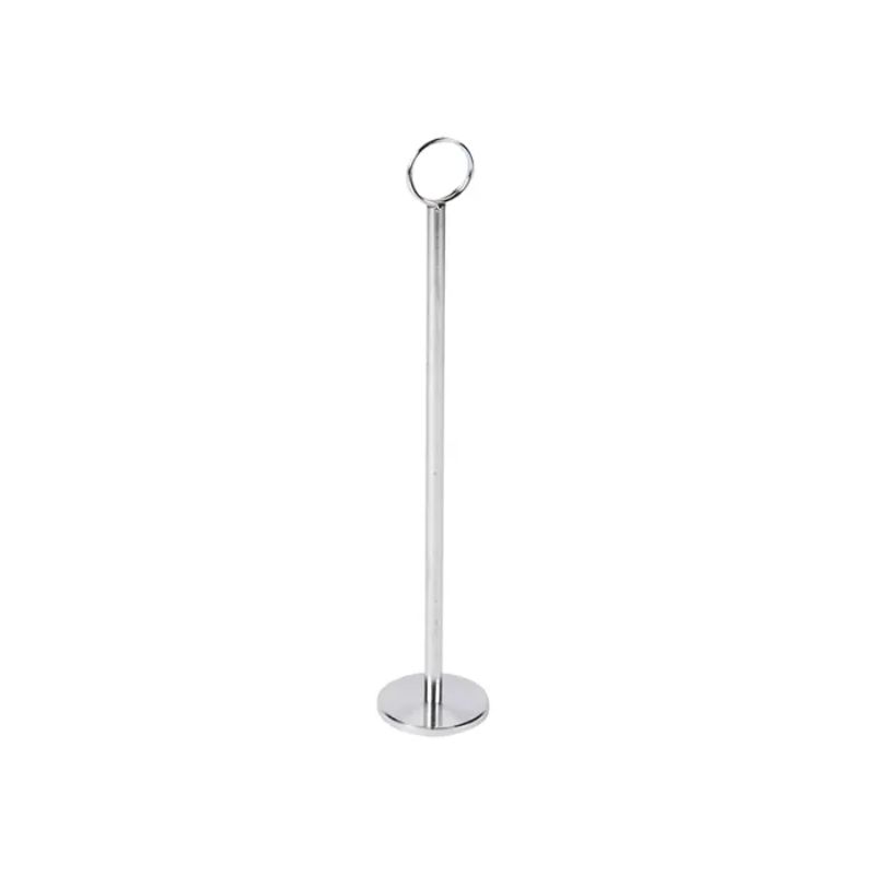 Chrome table number stand, 20cm ring, polished stainless steel, ideal for dining settings and events.