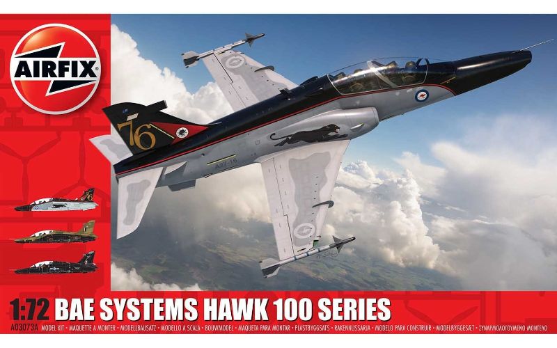 Detailed 1:72 scale model kit of the BAE Hawk 100 Series, featuring 106 parts, ideal for aviation enthusiasts aged 8+.