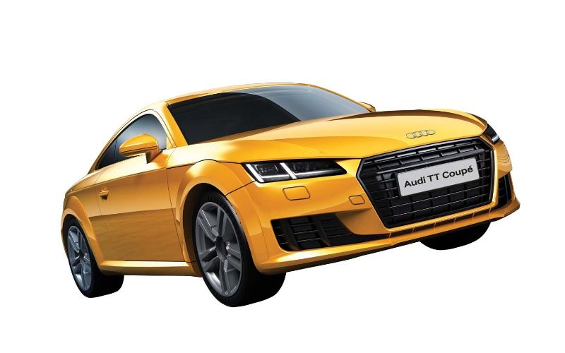 Airfix model kit of an Audi TT Coupe with 44 pieces, featuring detailed assembly and sporty design for ages 6+.