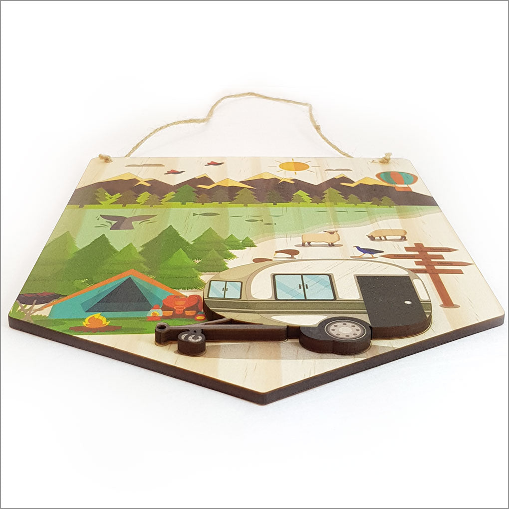 Kiwi Holiday Printed Pine Flag, 4mm thick wall art, eco-friendly, captures vibrant Kiwi culture for home decor.