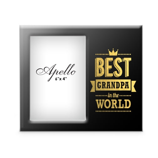 Rustic wooden photo frame for 6x4 pictures, perfect gift for grandpa to cherish family memories with a heartfelt message.
