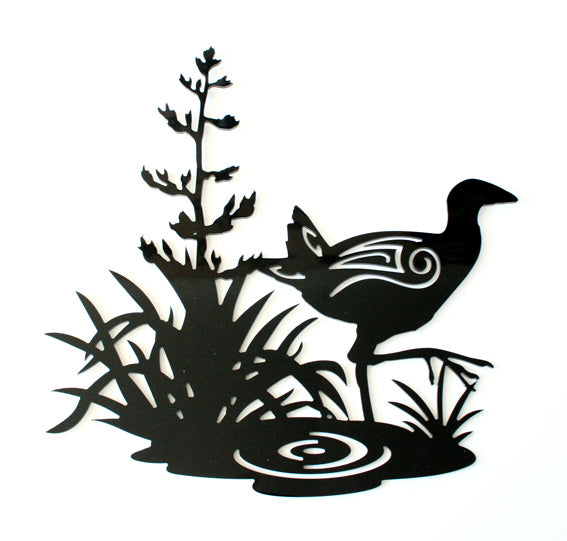 Large Pukeko wall art in vibrant colours, crafted from durable ACM, perfect for adding Kiwi flair to any indoor or outdoor space.