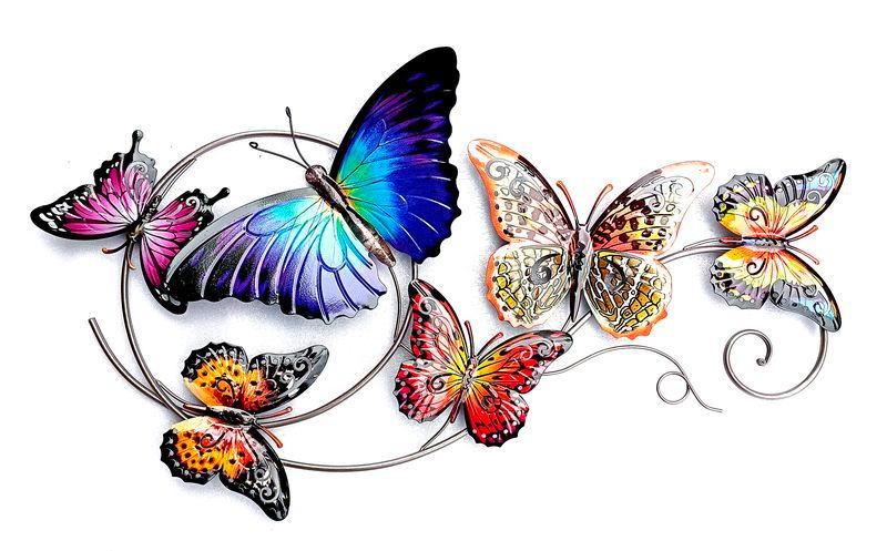 Stunning set of 2 metal butterfly scroll wall art pieces, measuring 72cm, featuring intricate details for elegant home decor.