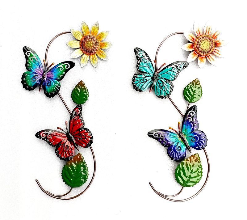 Set of 4 assorted wall art pieces featuring sunflowers and butterflies, perfect for brightening any room.