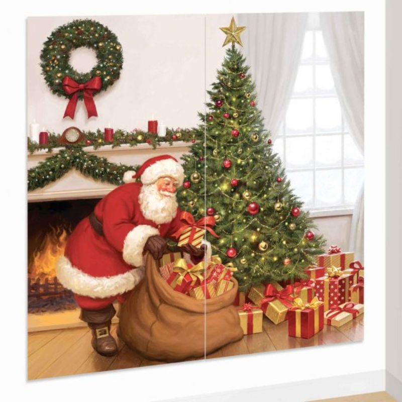 Vibrant Santa Claus wall decorations in a pack of 2, perfect for creating festive holiday cheer in any space.