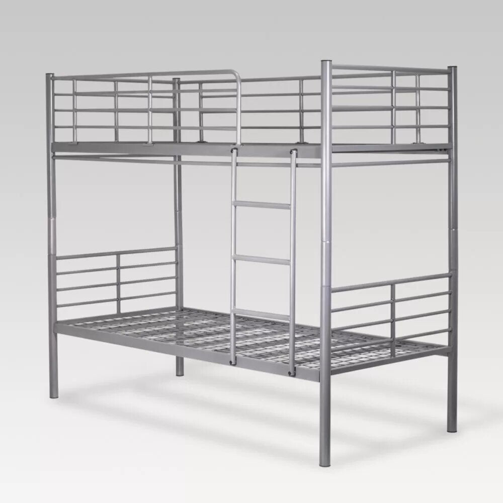 Durable Gull Grey commercial bunk bed with safety features, converts to two single beds, perfect for hospitality use.
