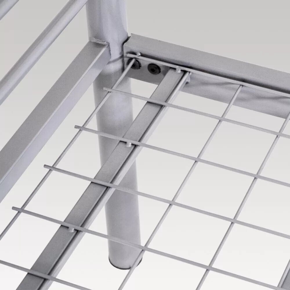 Commercial bunk bed in Gull Grey, made of heavy gauge steel, designed for durability and safety in hospitality settings.