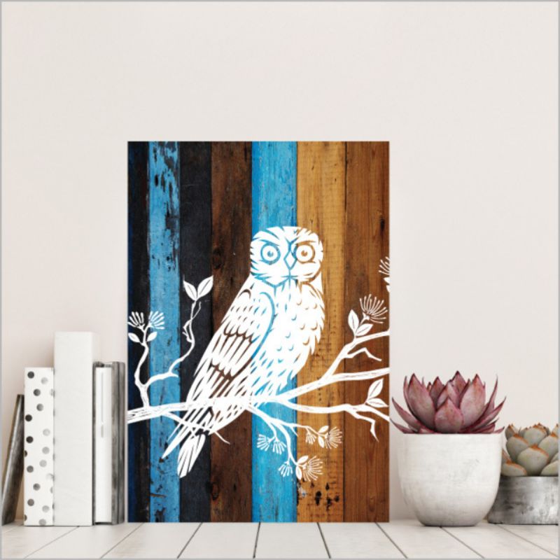 Stylish plywood wall art featuring a Morepork owl, 42cm, eco-friendly and ready to hang for a nature-inspired decor.