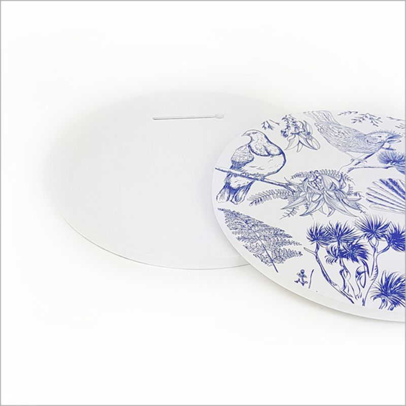 Colorful 15cm circular wall art featuring Folk Ruru design, printed on durable foam PVC, perfect for home decor.