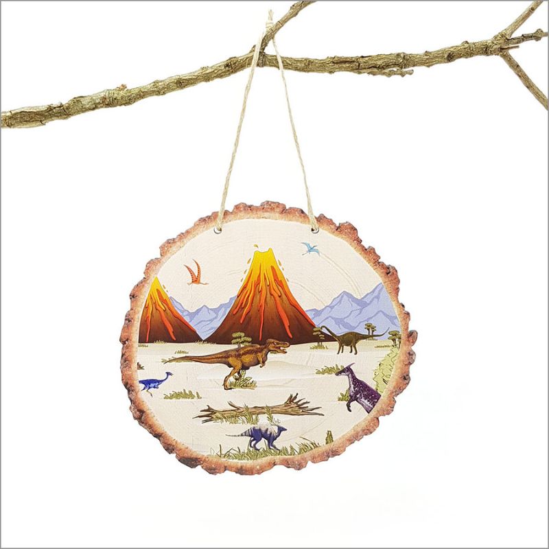 Vibrant wooden wall art featuring playful dinosaur designs, perfect for a child's room or nursery. Ready to hang.