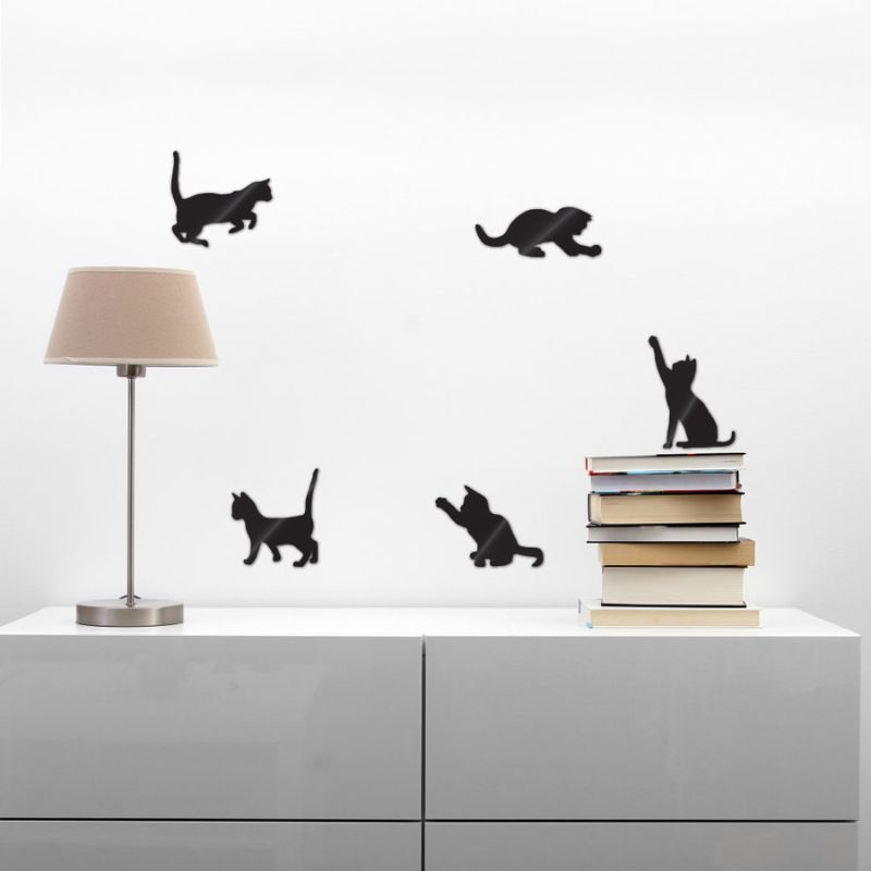 Elegant black wall art set featuring stylish cat designs, crafted from durable 4mm thick Aluminium Composite Material.