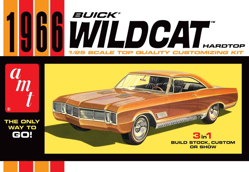 Detailed 1/25 scale model kit of the 1966 Buick Wildcat, perfect for automotive enthusiasts and craft lovers.