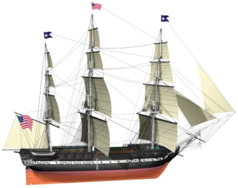Detailed wooden model kit of the USS Constitution, showcasing intricate design and historical significance, perfect for collectors.