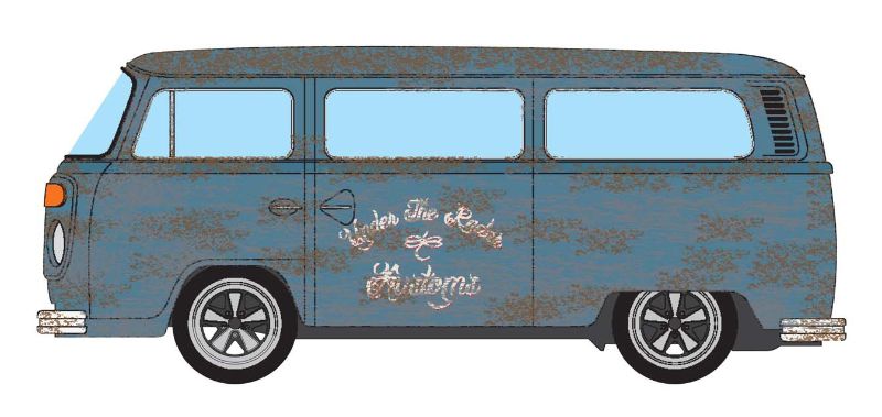 1/43 diecast model of VW Type 2 Camper Bay Rat, featuring detailed design and vintage charm from Corgi, perfect for collectors.