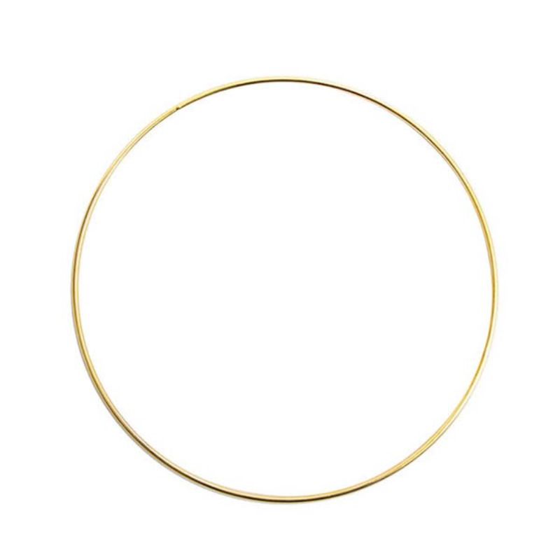 Gold floral metal hoop, 30cm diameter, ideal for elegant arrangements and decorations at events and home decor.