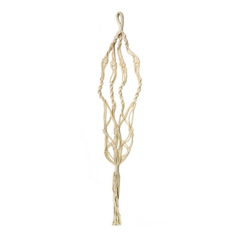 Stylish Ceramic Macrame Hanging Pot Holder, 105cm, ideal for showcasing plants in a boho-chic decor.