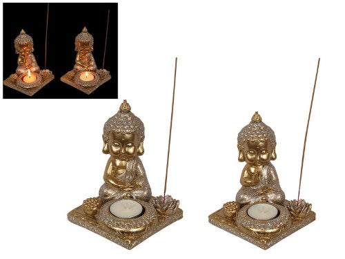 Tea Light Incense Holder in Monk design, 13cm, enhances relaxation and decor with calming aromas. Perfect for any space.