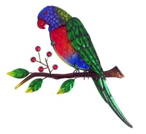 Colorful set of 4 wall plaques featuring 36cm rainbow lorikeet designs.