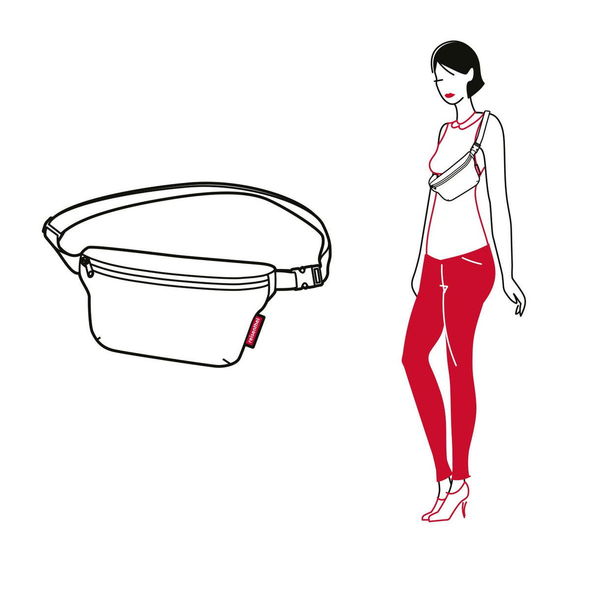 Dark blue Reisenthel Belt Bag S, versatile, water-repellent, featuring front and back pockets, adjustable strap for stylish wear.