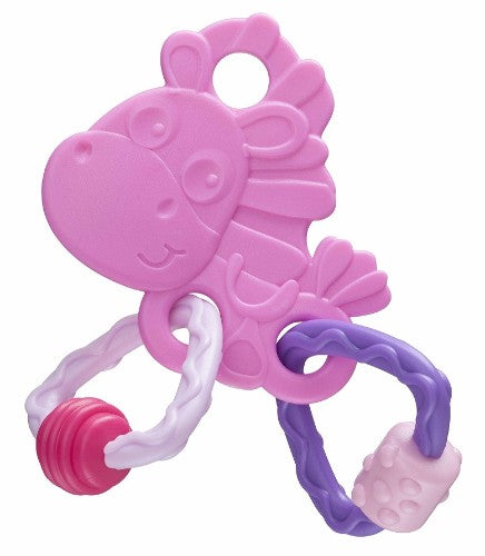 Colorful Clopette Activity Teether by Playgro designed for infants, featuring engaging textures for soothing sore gums.