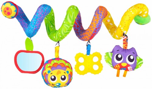 Vibrant Woodlands Twirly Whirly toy from Playgro, designed for sensory play and fine motor skill development in infants.