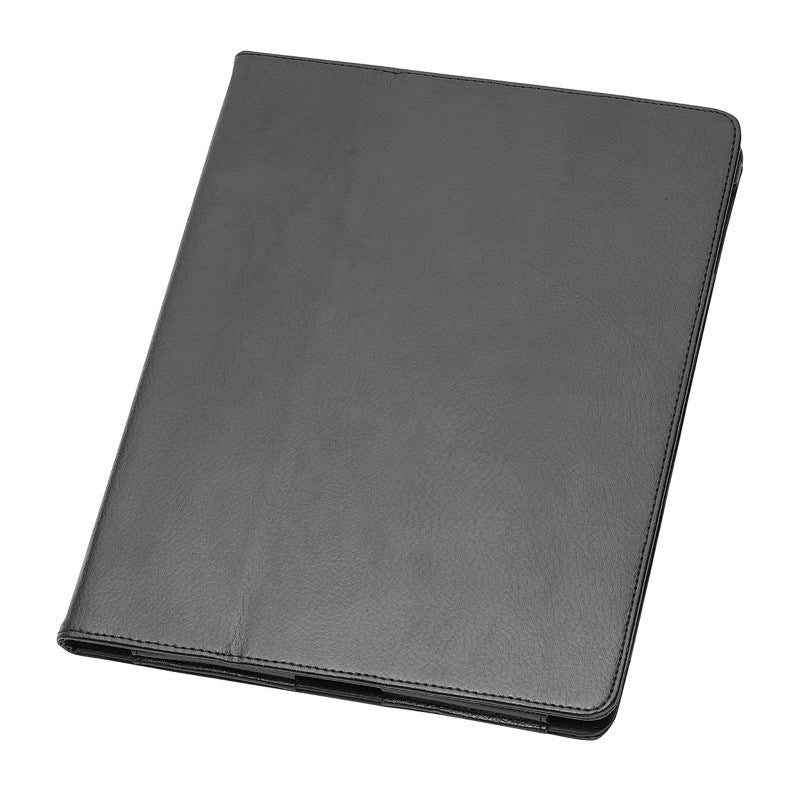 Sleek imitation leather iPad cover with magnetic closure and media panel for ultimate protection and convenience.