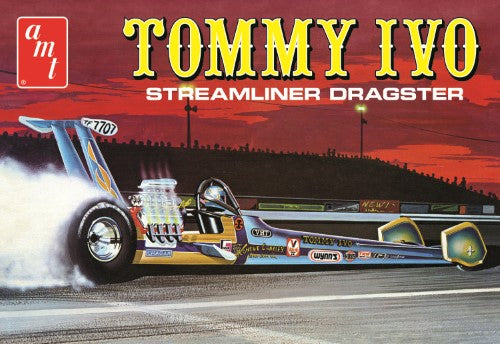 1/25 scale model of Tommy Ivo's Streamliner Dragster, featuring a detailed 426 HEMI engine and customizable paint options.