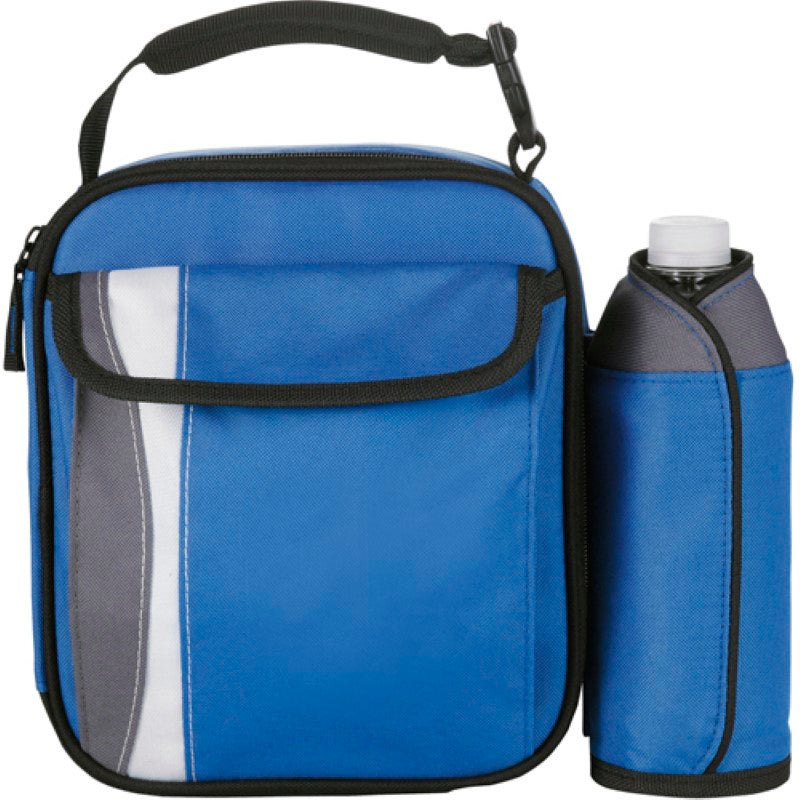 Durable Arctic Zone Dual Lunch Cooler Bag with insulated compartment, bottle wrap, and front pocket for convenient transport.