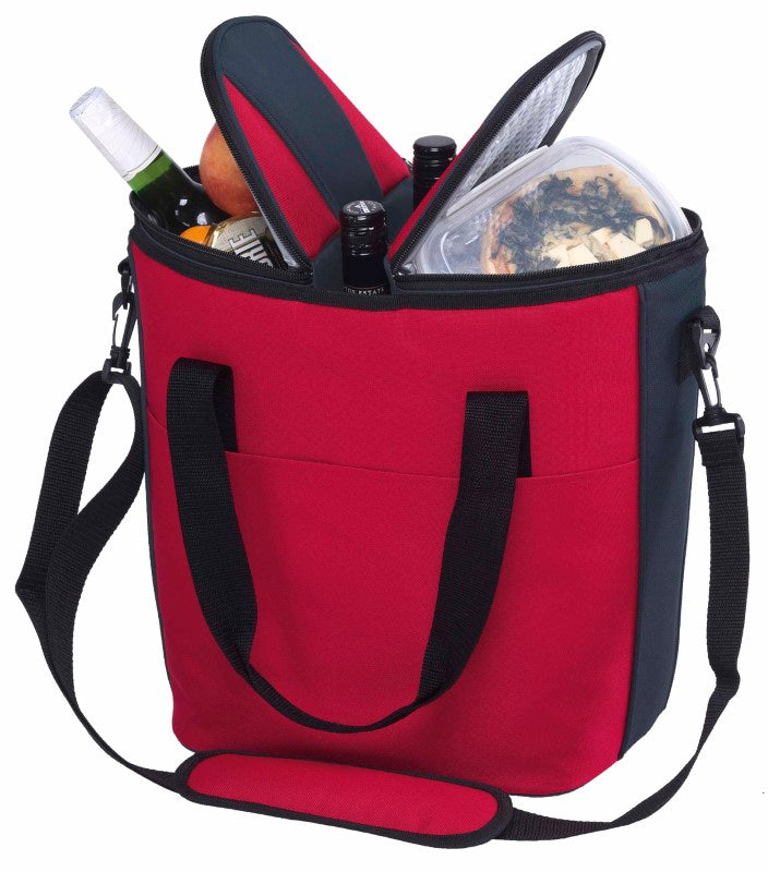 Durable Duo Cooler bag with insulated compartments for food and drinks, ideal for outdoor adventures and gatherings.