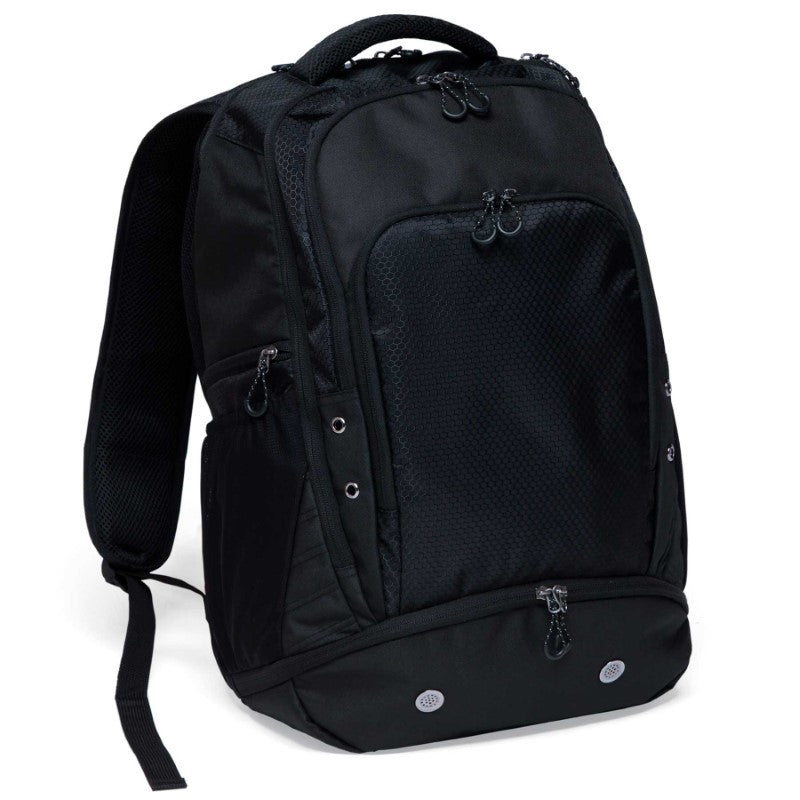 Durable Grid-Lock Backpack with padded compartments, shoe pocket, and multiple storage options for on-the-go convenience.