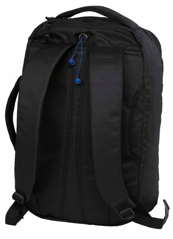 Urban Compu Brief Bag in 600D polyester, features padded laptop compartment, multi-pocket organizer, and adjustable backpack straps.