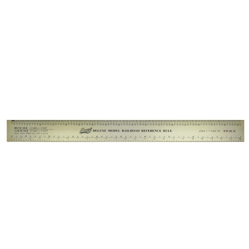 12" Scale Ruler in gold anodized aluminum for precise O, HO, N, and mm measurements, ideal for modeling and crafting projects.
