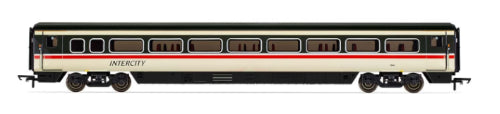 Hornby BR Mk4 Standard Coach D model, showcasing detailed design and heritage of British rail from 1989-1992.