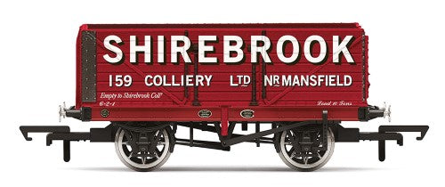 Hornby 7 Plank Open Wagon, Shirebrook - Era 3, ideal for transporting merchandise with authentic design and easy loading.