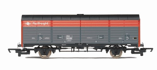 Hornby BR Railfreight VDA model featuring vibrant graffiti, centre sliding doors, perfect for railway enthusiasts and collectors.