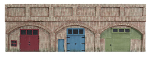Intricately detailed low relief viaduct with lockups, perfect for enhancing model railway landscapes and displays.