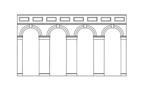 Hornby High Level Arched Retaining Walls in red brick, featuring intricate detailing for realistic model railway landscapes.