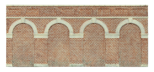 Mid Level Arched Retaining Walls in red brick, enhancing model railways with realism and charm in mini landscapes.