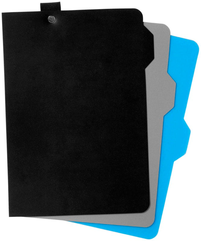 Elegant Marksman Alpha Notebook with imitation leather cover, 96 lined sheets, elastic closure, and removable dividers.