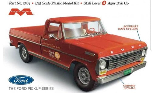 Detailed model kit of the 1968 Ford F-250 Custom Cab for hobbyists, featuring precision parts and customization options.