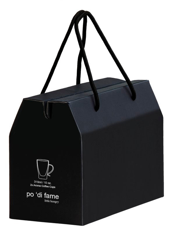 Elegant double-walled glass coffee cups for a stylish and comforting drink experience, packaged in a sleek presentation box.