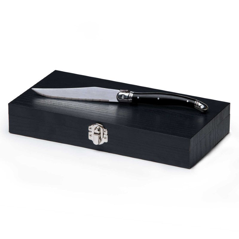 Euro 6 pcs Knife Set featuring stainless steel blades, ergonomic handles, and a stylish beech wood presentation box.
