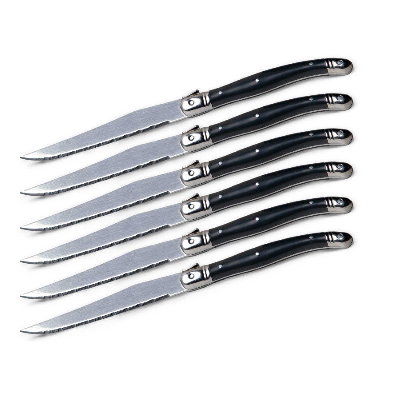 Euro 6 pcs Knife Set featuring stainless steel blades, ergonomic handles, and a stylish beech wood presentation box.
