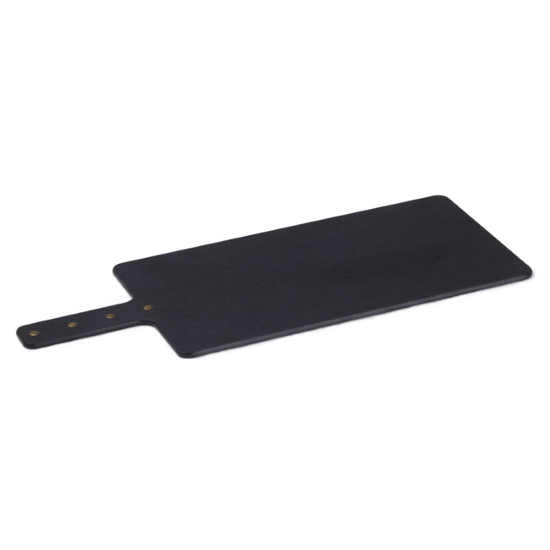 Eco-friendly Napoli Serving Board with brass rivet handle, FDA-approved, anti-mold, dishwasher safe, 45.7cm x 19cm.