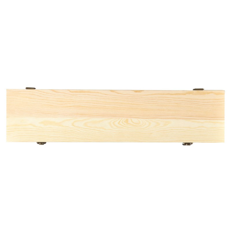 Premium Roadhouse BBQ Tongs with rosewood handles, stainless steel, engraved logo, showcased in a natural pine box.